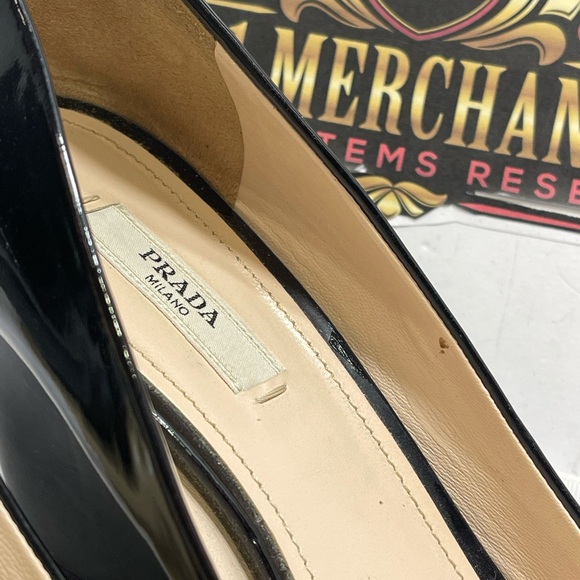 Prada Wedge Peep Toe Patent Leather Shoes size 8. - Picture 4 of 7